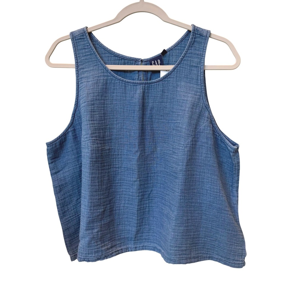 GAP Blue Cotton Gauze Sleeveless Tank Top XL NWT Shell Semi-Cropped Summer 2026